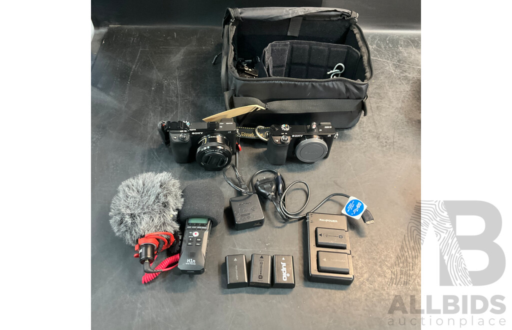 SONY A6400 with 16-55mm & A6000 Body & H1n Hand Recorder & RODE Microphone & Assorted of Accessories