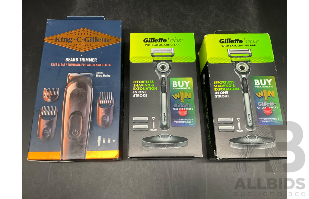 KING C. GILLETTE Beard Trimmer, GILLETTE Labs X2 - Lot of 3