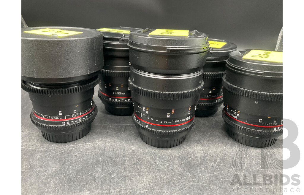 SAMYANG Lenses in Carry Case - Lot of 5