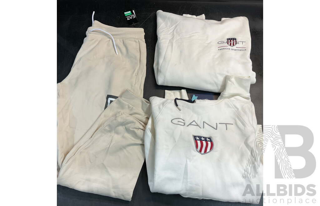 GANT White Shield Hoodie Size L/XL & EMPORIO ARMANI Pants Size XXL - Lot of 3