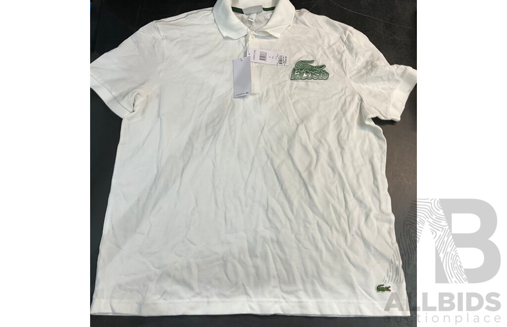 LACOSTE Men's White Polo Size 7 & Men's Blue Shirt Size 46