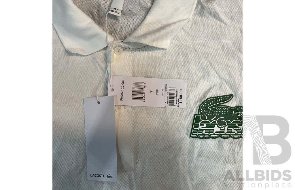 LACOSTE Men's White Polo Size 7 & Men's Blue Shirt Size 46