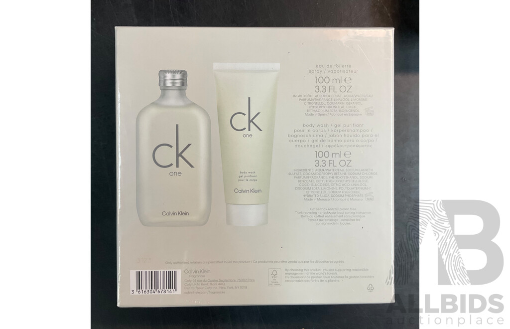 Calvin Klein 100ml Eau De Toilette & Body Wash Gift Set - Lot of 4