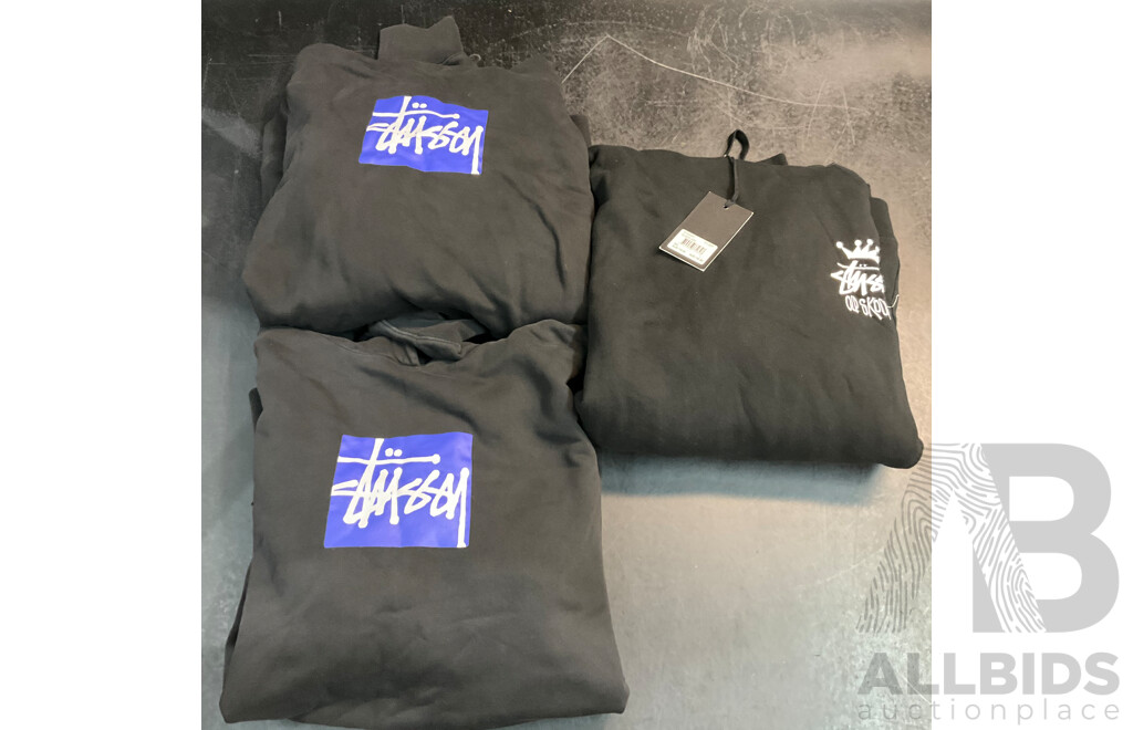 STUSSY Old Skool Hoodies Size L - Lot of 3