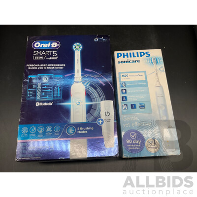 Electric Toothbrush - ORAL-B Smart5 5500 and PHILIPS Sonicare 4500 - Lot of 2