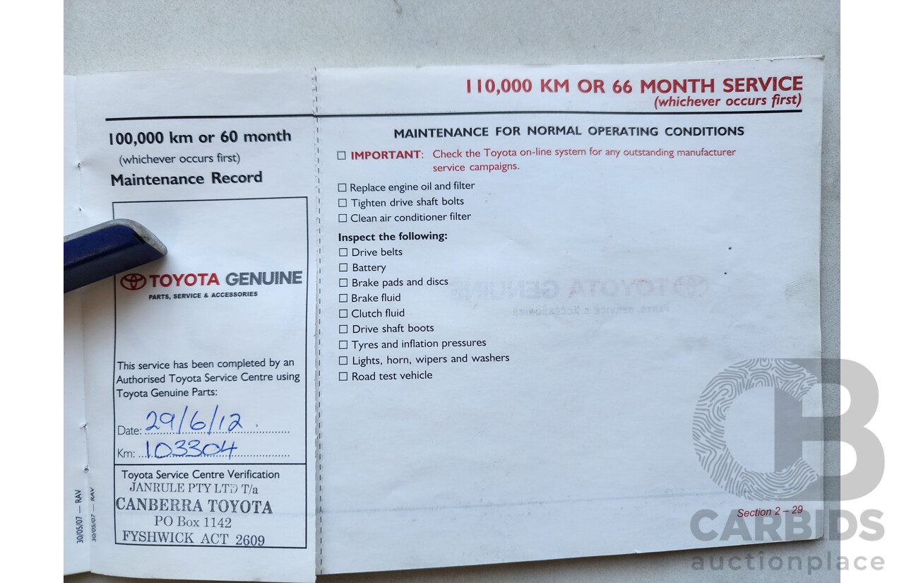 3/2008 Toyota Rav4 CV (4x4) ACA33R 4d Wagon Black 2.4L