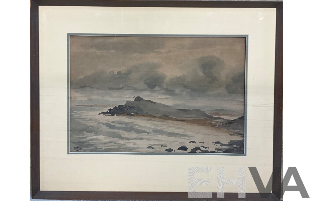 GEORGE WILSON COOPER, Headlands Painting, Watercolour on Paper with Frame ( 49x61x3cm)