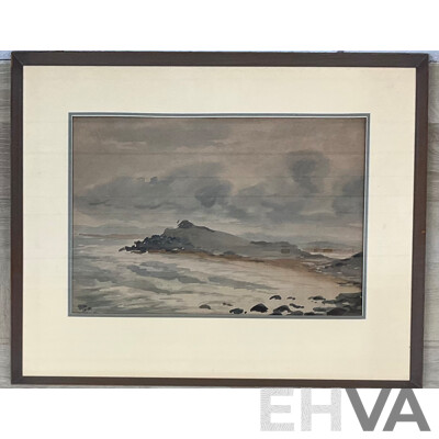 GEORGE WILSON COOPER, Headlands Painting, Watercolour on Paper with Frame ( 49x61x3cm)