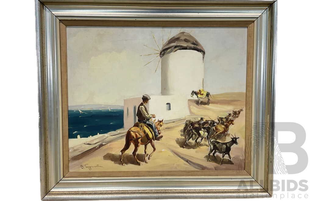 Windmill in Mykonos, Oil on Canvas on Board (80x68x4cm)
