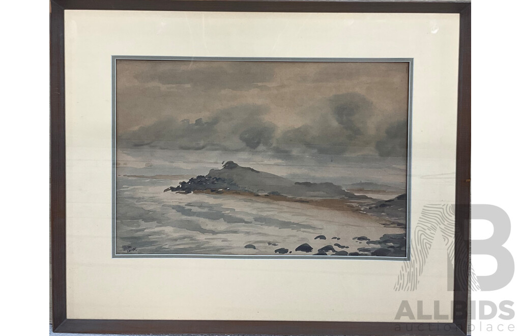 GEORGE WILSON COOPER, Headlands Painting, Watercolour on Paper with Frame ( 49x61x3cm)