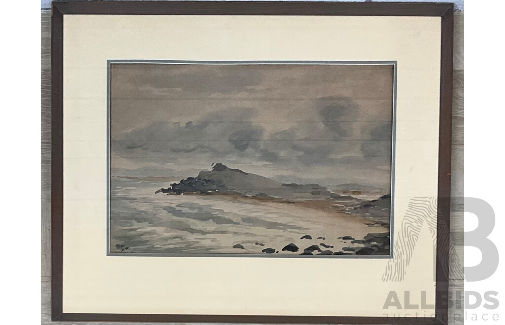 GEORGE WILSON COOPER, Headlands Painting, Watercolour on Paper with Frame ( 49x61x3cm)