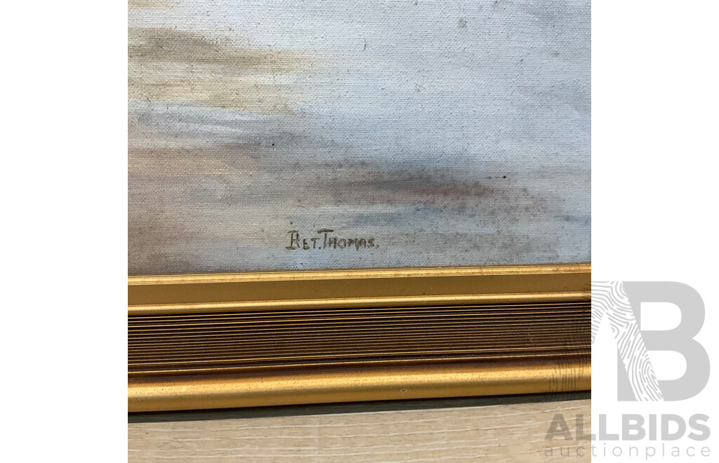 BETTINE THOMAS, Serene River View Painting, Oil on Canvas (84x59x4cm)