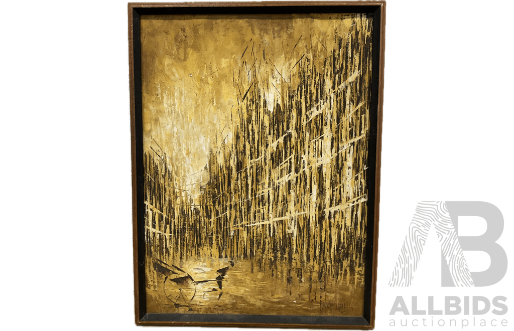 Artist Unknown, Abstract Gold Street Art Work, Acrylic on Canvas (49x64x4cm)