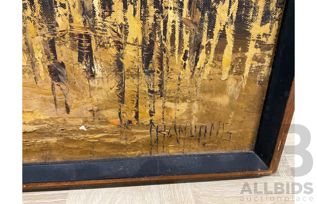 Artist Unknown, Abstract Gold Street Art Work, Acrylic on Canvas (49x64x4cm)