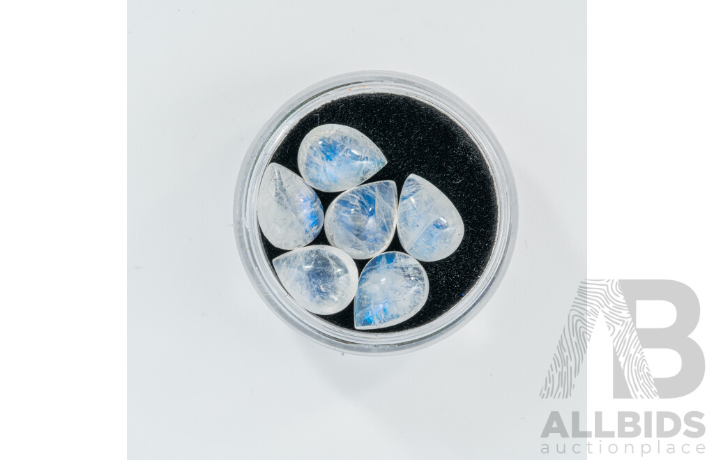 Moonstone (6) Unset Pear Shaped Cabochon Gemstones, 10.15CT