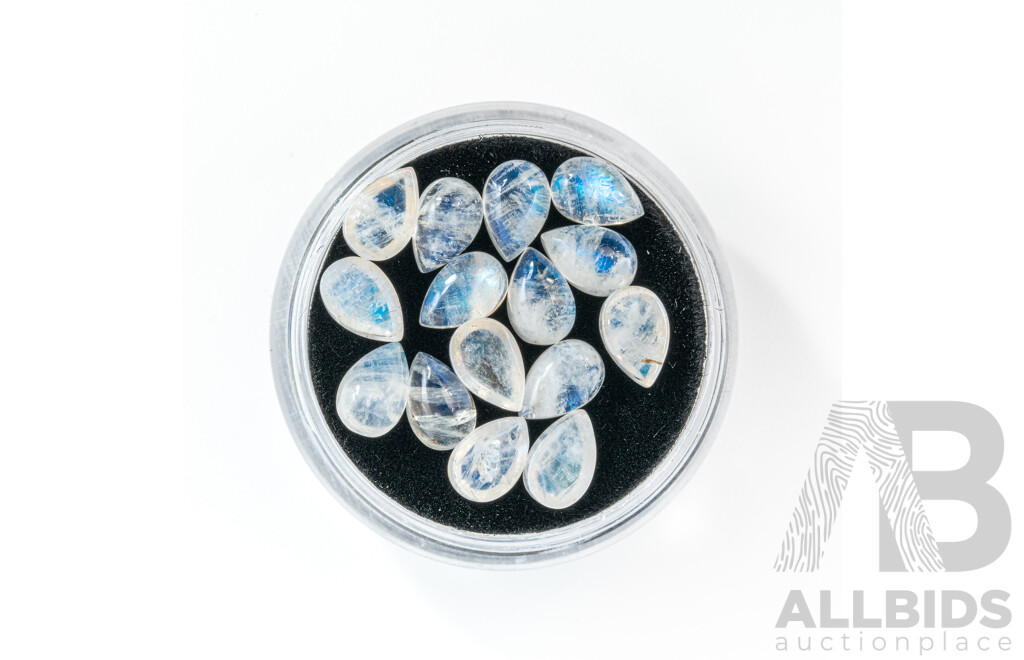 Moonstone, (15) Unset Pear Shaped Cabochon Gemstones, 7.45CT