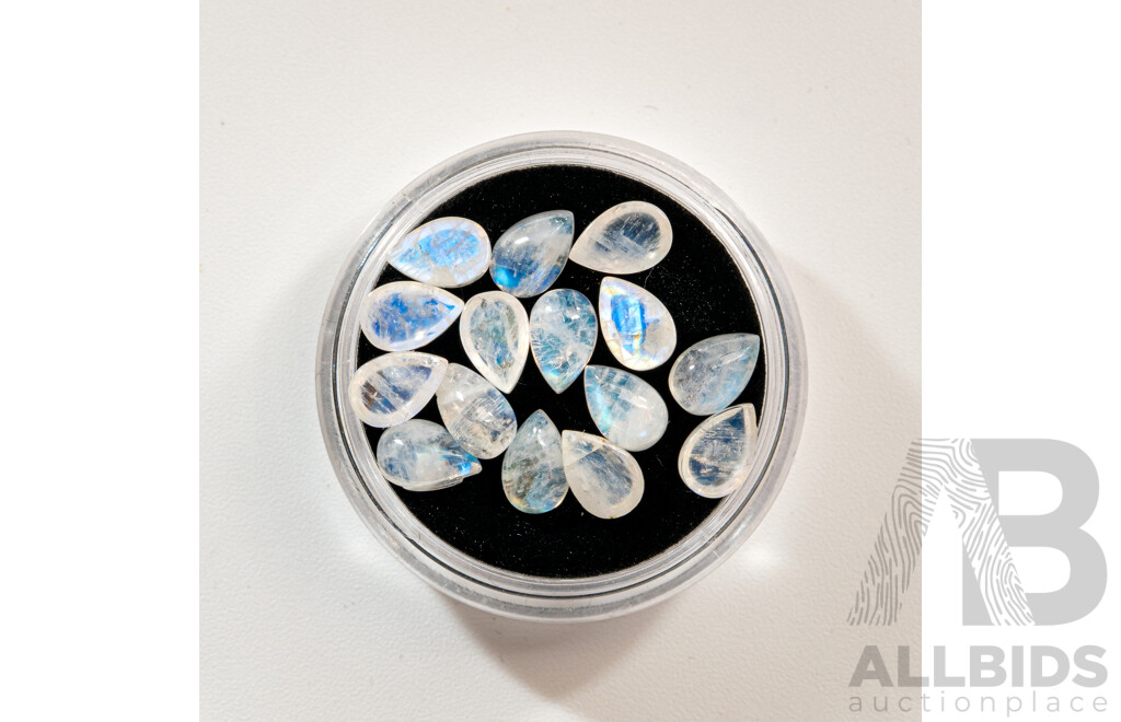 Moonstone (15) Unset Pear Shaped Cabochon Gemstones, 7.55CT