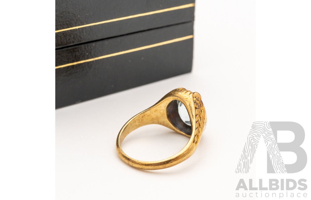 14ct Vintage Ornate Aquamarine Ring, Circa 1930's, Size I, 5.16 Grams