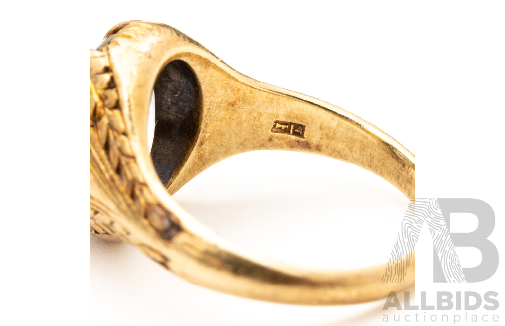 14ct Vintage Ornate Aquamarine Ring, Circa 1930's, Size I, 5.16 Grams