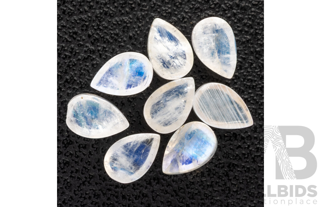 Moonstone, (8) Natural Unset Pear Cabochons, 4.05ct
