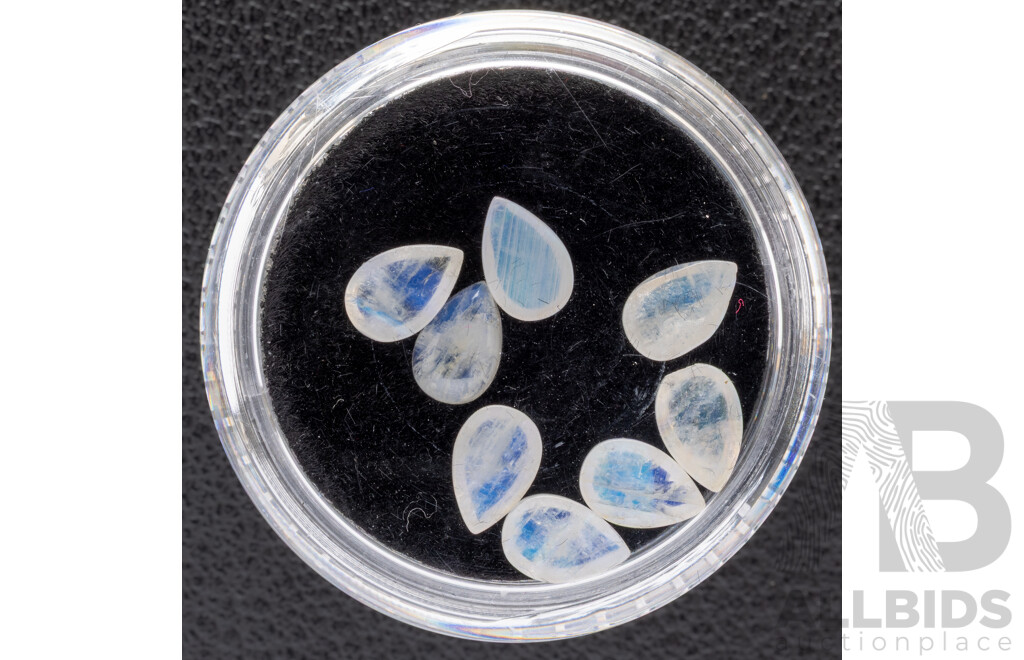 Moonstone, (8) Natural Unset Pear Cabochons, 4.05ct