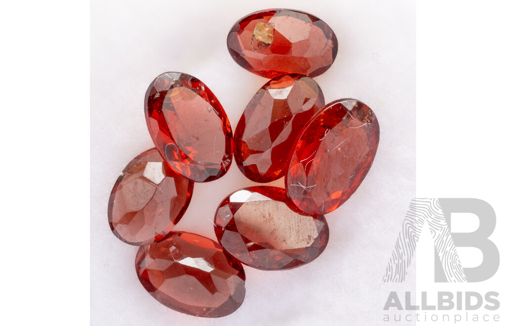 Garnet, (7) Natural Unset Oval Cut Gemstones, 3.35ct
