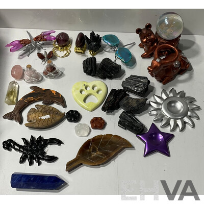 Collection of Various Decorative Stands, Animals, Crystals and More