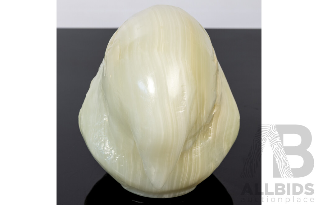 Carved Green Onyx Deaths Head Bust Figure