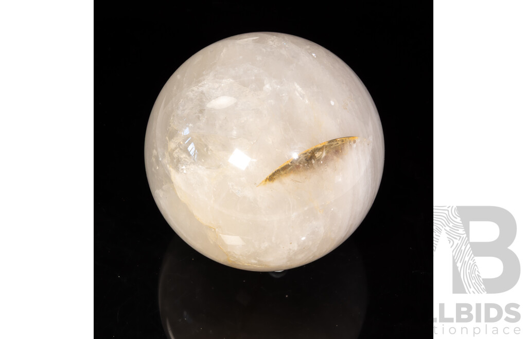 Carved Polished Stone White Quartz Sphere