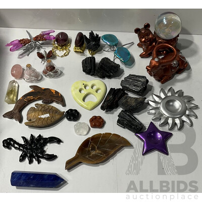 Collection of Various Decorative Stands, Animals, Crystals and More