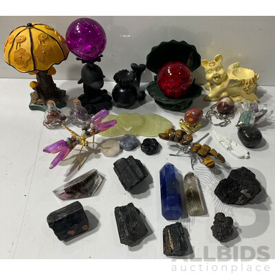 Collection of Various Decorative Crystals, Animals, Stands, Rocks and More