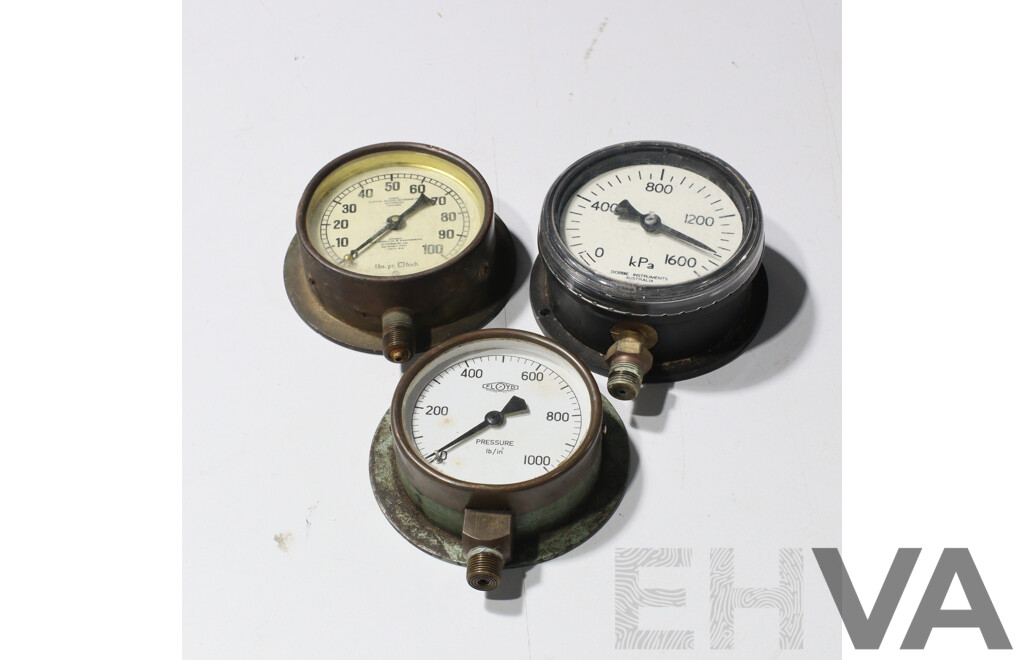 Collection of Three Chrome Gauges