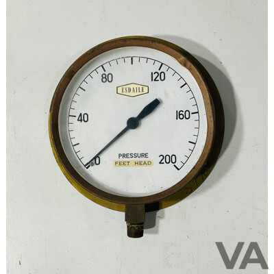 Three Brass Body Pressure Gauges Vintage Including State Rail, David Harcourt