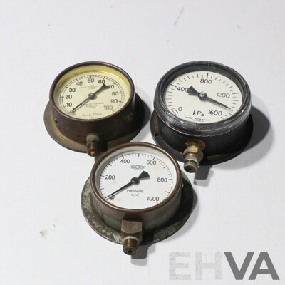 Collection of Three Chrome Gauges