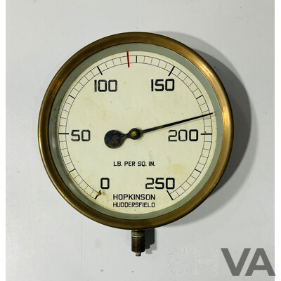 Two Vintage Brass Pressure Gauges Including Hopkinson Huddersfield, Likely Locomotive