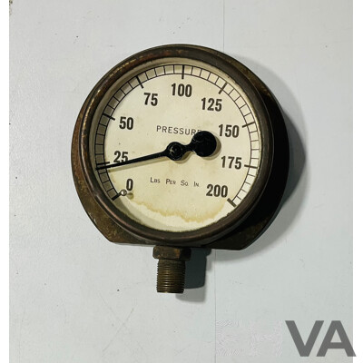 Two Vintage Brass Pressure Gauges Including Hopkinson Huddersfield, Likely Locomotive