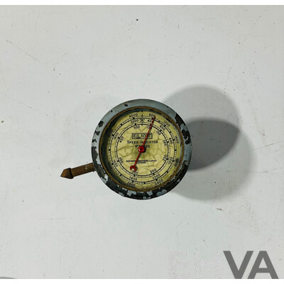 Vintage Elliott Siemens Brothers Speed Indicator, Aqua Meter Speedboat Speedometer and Brass Body Vacuum/Pressure Gauge