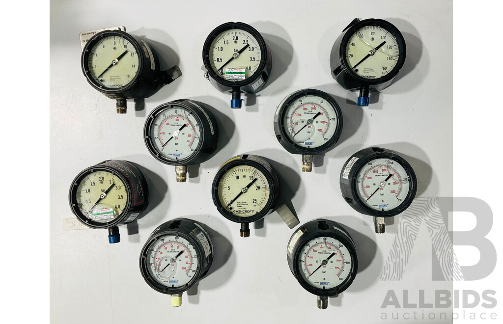 Ten Pressure Gauges, Five Wika, Swiss Movement and Five Ashcroft