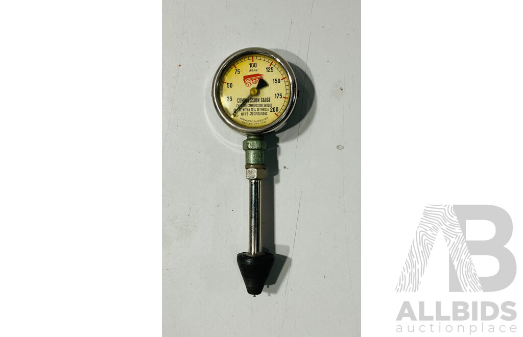 Vintage Repco Cylinder Compression Gauge and Ryco Combined Vacuum Pressure Testing Gauge