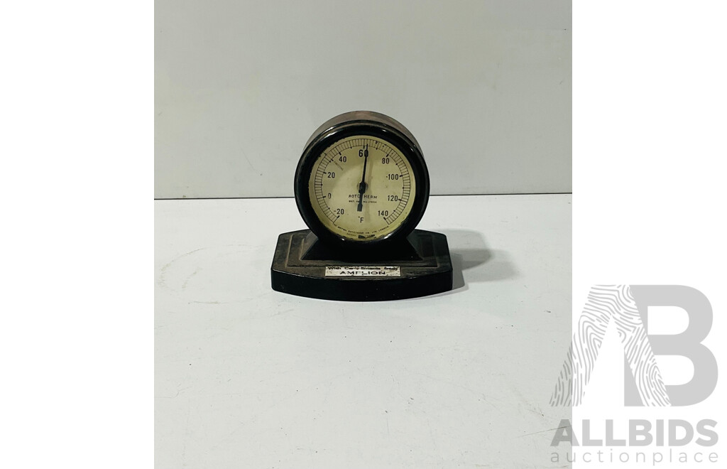 Vintage Elite Manhattan Electrical Supply Co Pocket Volt Meter, High/Low Voltage Gauge and Amplion Complimentary Desk Thermometer