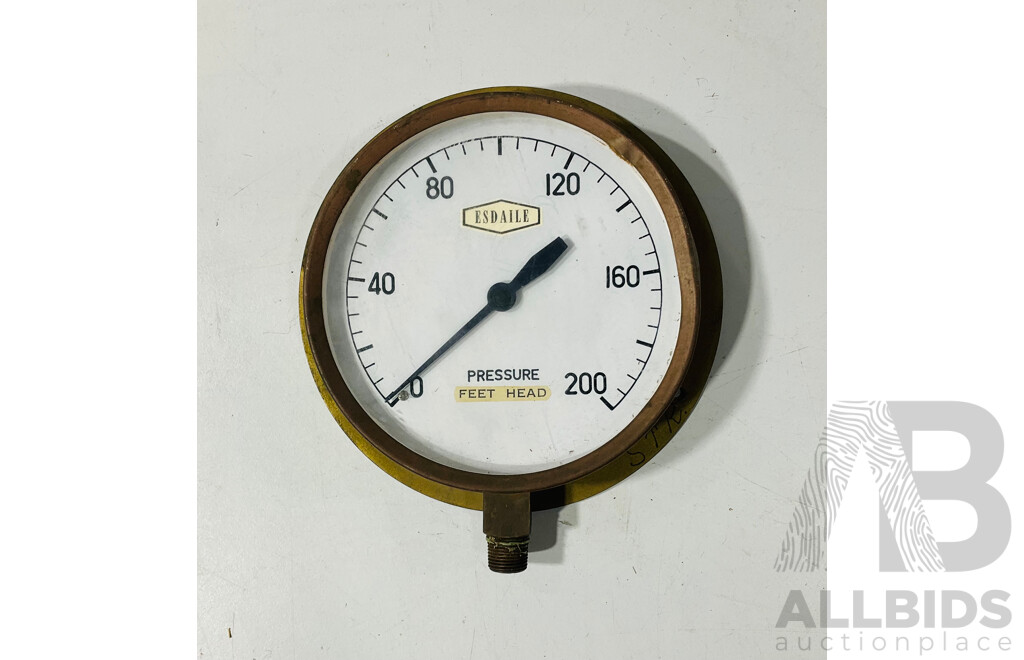 Three Brass Body Pressure Gauges Vintage Including State Rail, David Harcourt