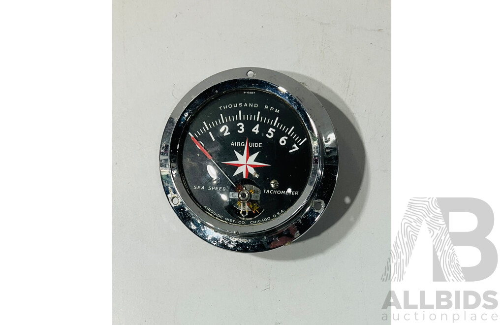 Mid Century Airguide Sea Speed Tachometer