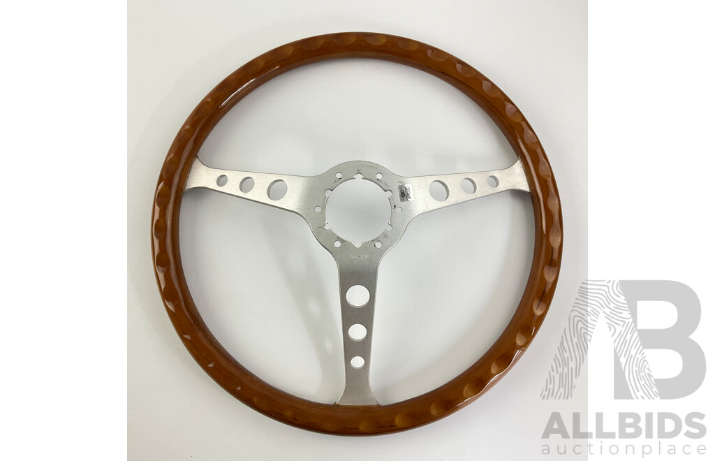 Vintage Timber and Aluminium Sports Steering Wheel