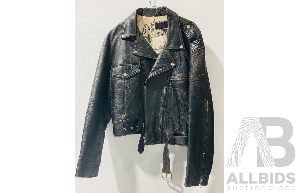 Retro Real Leather Bitsonic Motorcycle Jacket with Distressed Finish