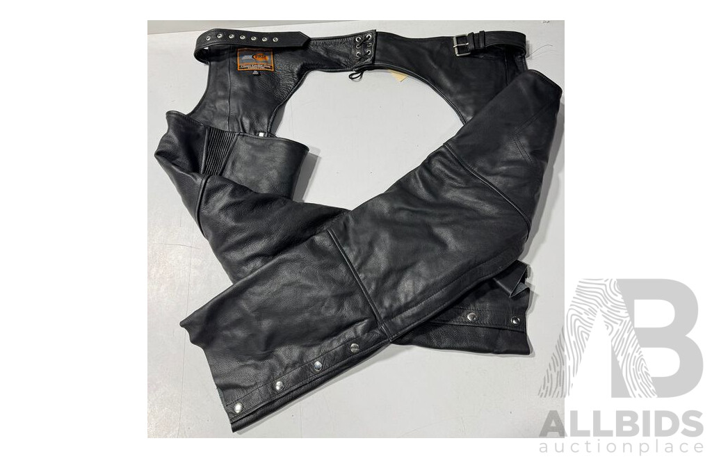 Retro Set First Classics Real Leather Motorcycle Chaps Pants