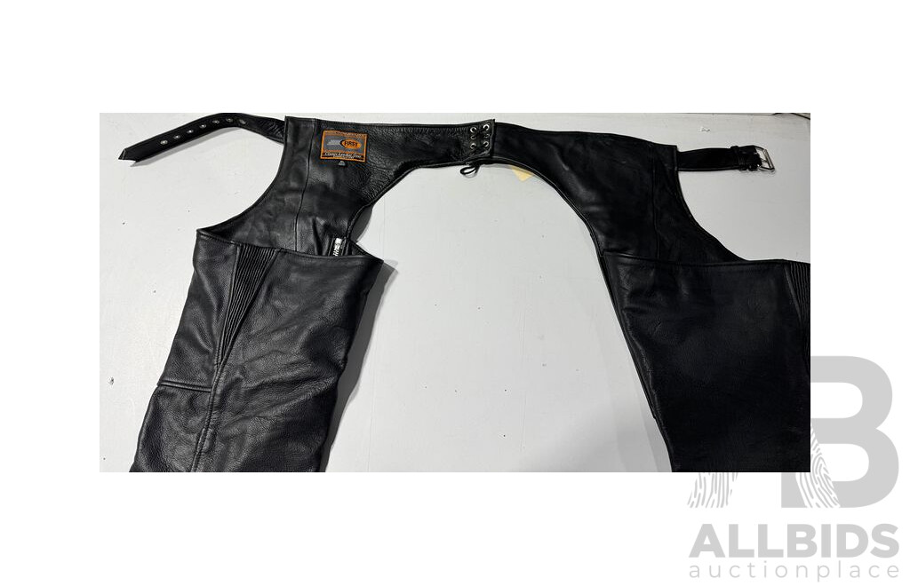 Retro Set First Classics Real Leather Motorcycle Chaps Pants
