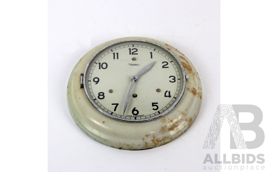 Vintage Tin Plate Wall Clock by Diehl