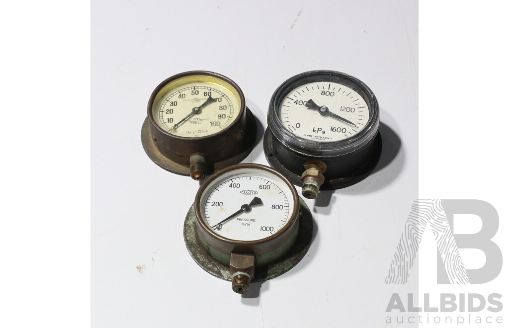 Collection of Three Chrome Gauges