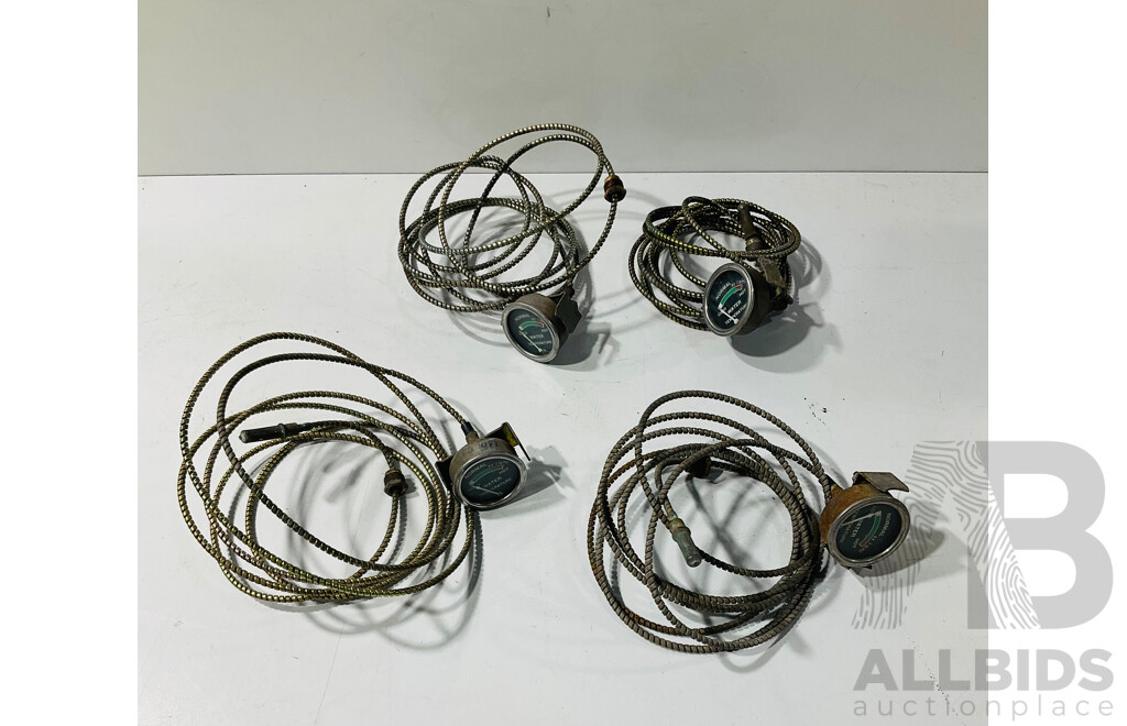 Four Vintage Automotive Mechanical Water Temperature Gauges with Senders