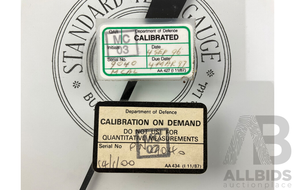 Department of Defence Budenberg Gauge Co Steel Tube Pounds per Square Inch Gauge